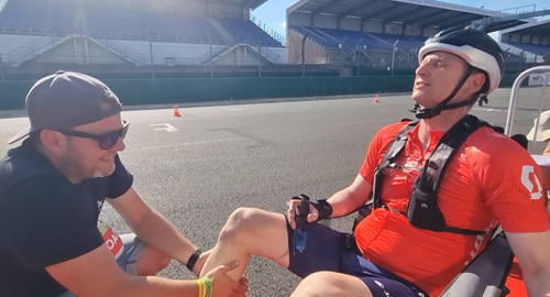 Extremsportler Tilo Koch beim 24 Stunden Rennen in Le Mans auf Inline Skates.